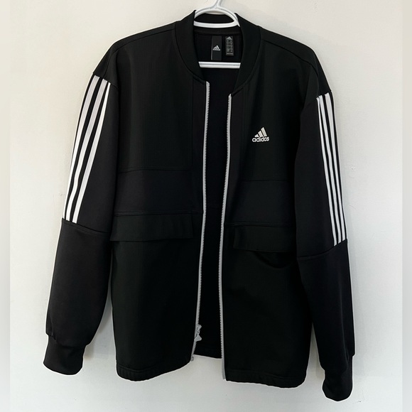 Adidas men's athletic sports 3 stripes track jacket black - Picture 2 of 5